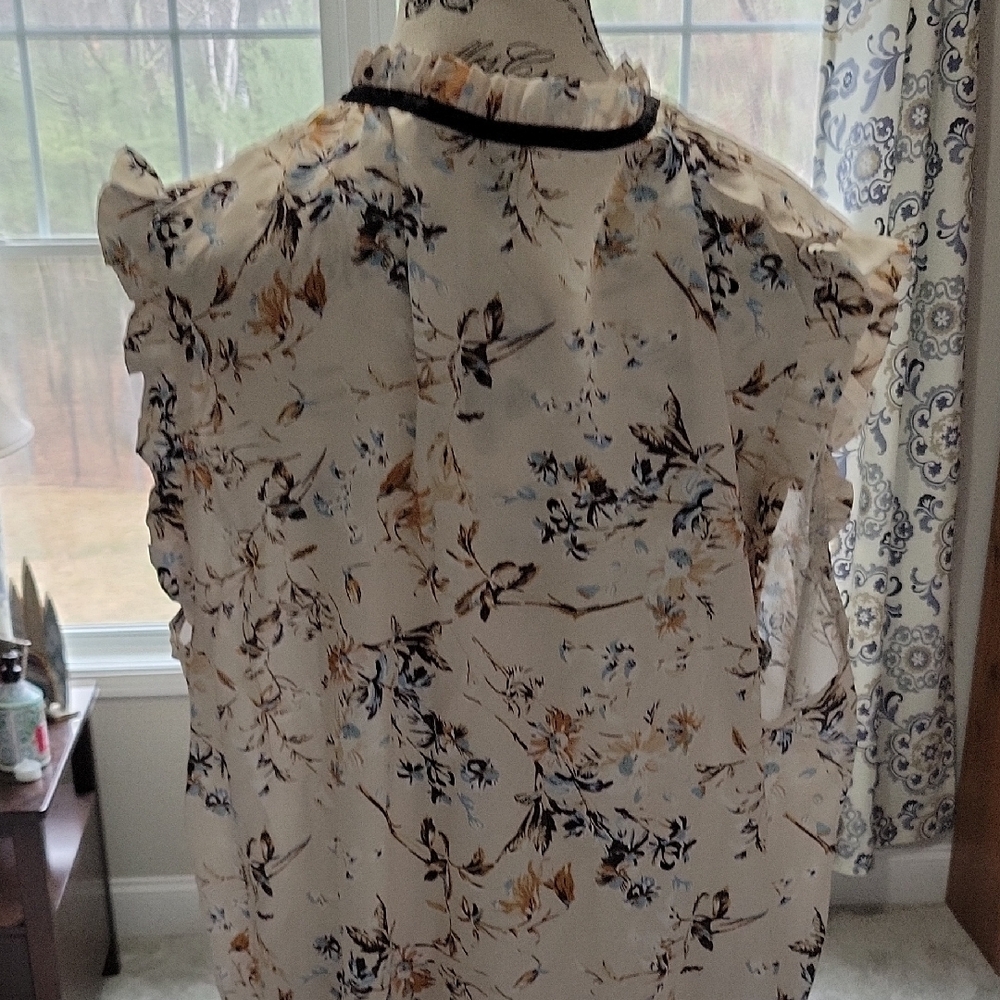 Sleeveless Ruffled Blouse with Tie Front - Picture 4 of 7